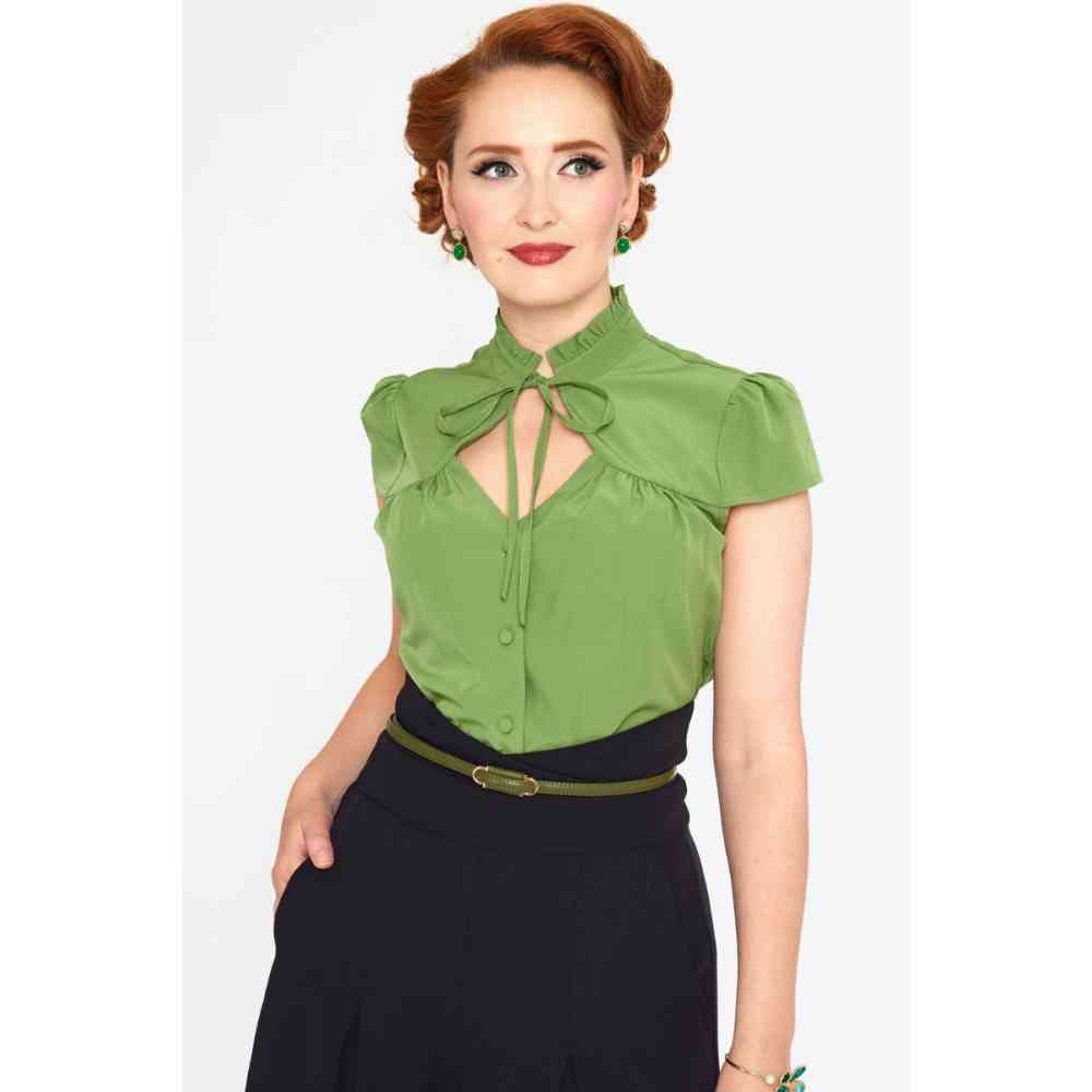 Voodoo Vixen - Gold Buckle Skinny Leather Ceinture pour la taille - Vert